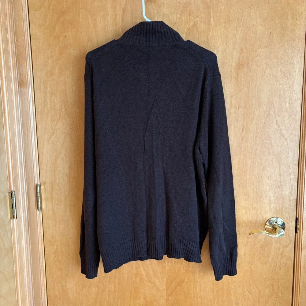 J Crew Oar Mens Dark Brown Cotton Cashmere Blend Quarter Zip Sweater Size‎ M